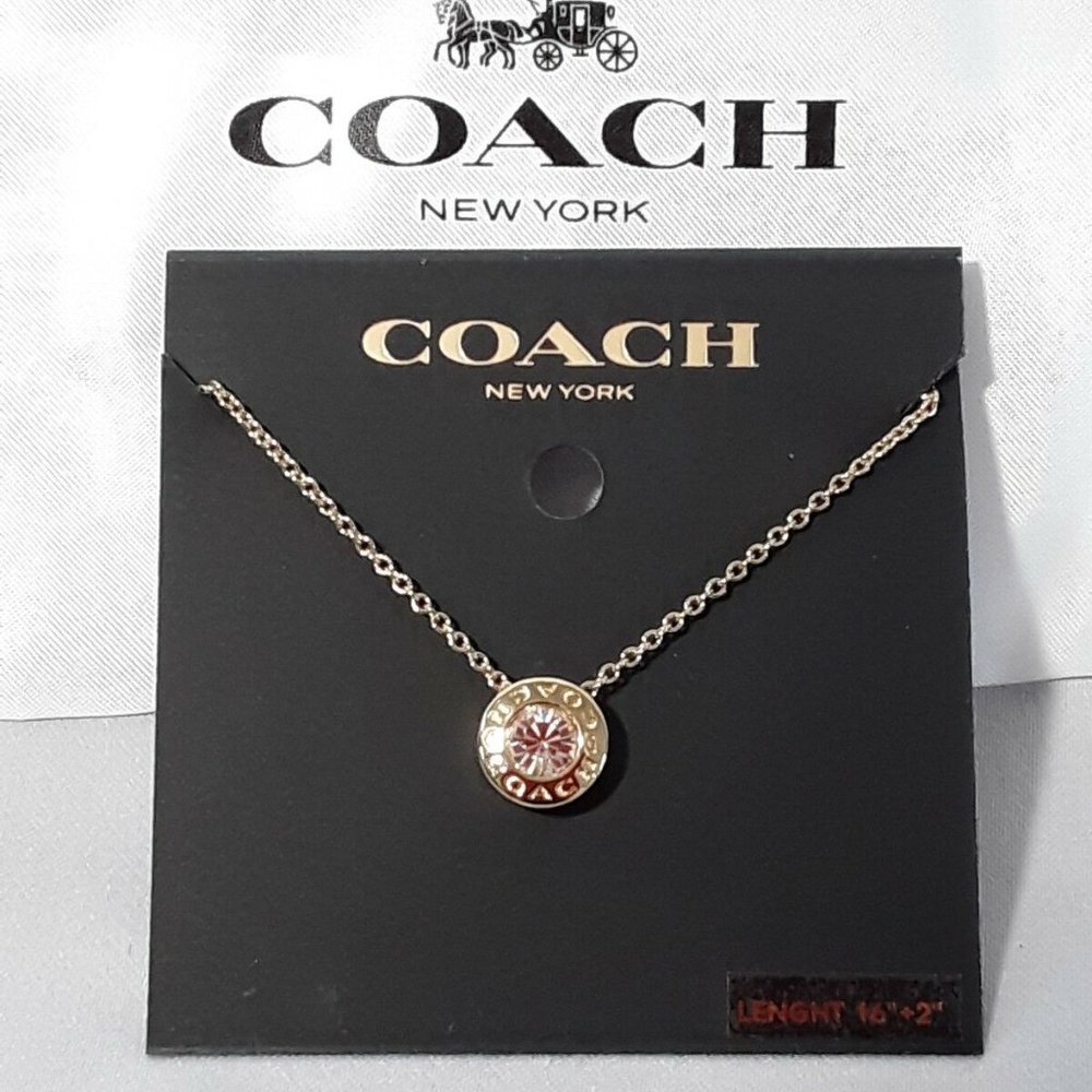 Coach Gold Box W Open Circle Stone Strand 18" W/Gift F 54514 Necklace